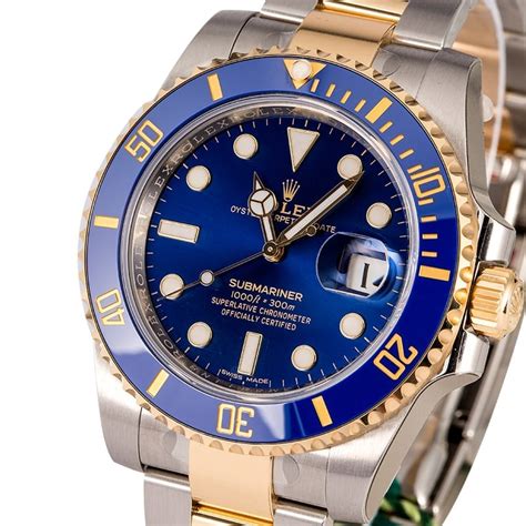 blue and gold rolex submariner no date|Rolex 116613 vs 126613.